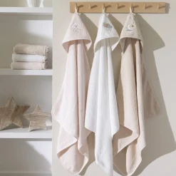 Carré Blanc Cape de bain coton bio Bienvenue naturel|Enfant Capes De Bain|Nouveautés Bébénew