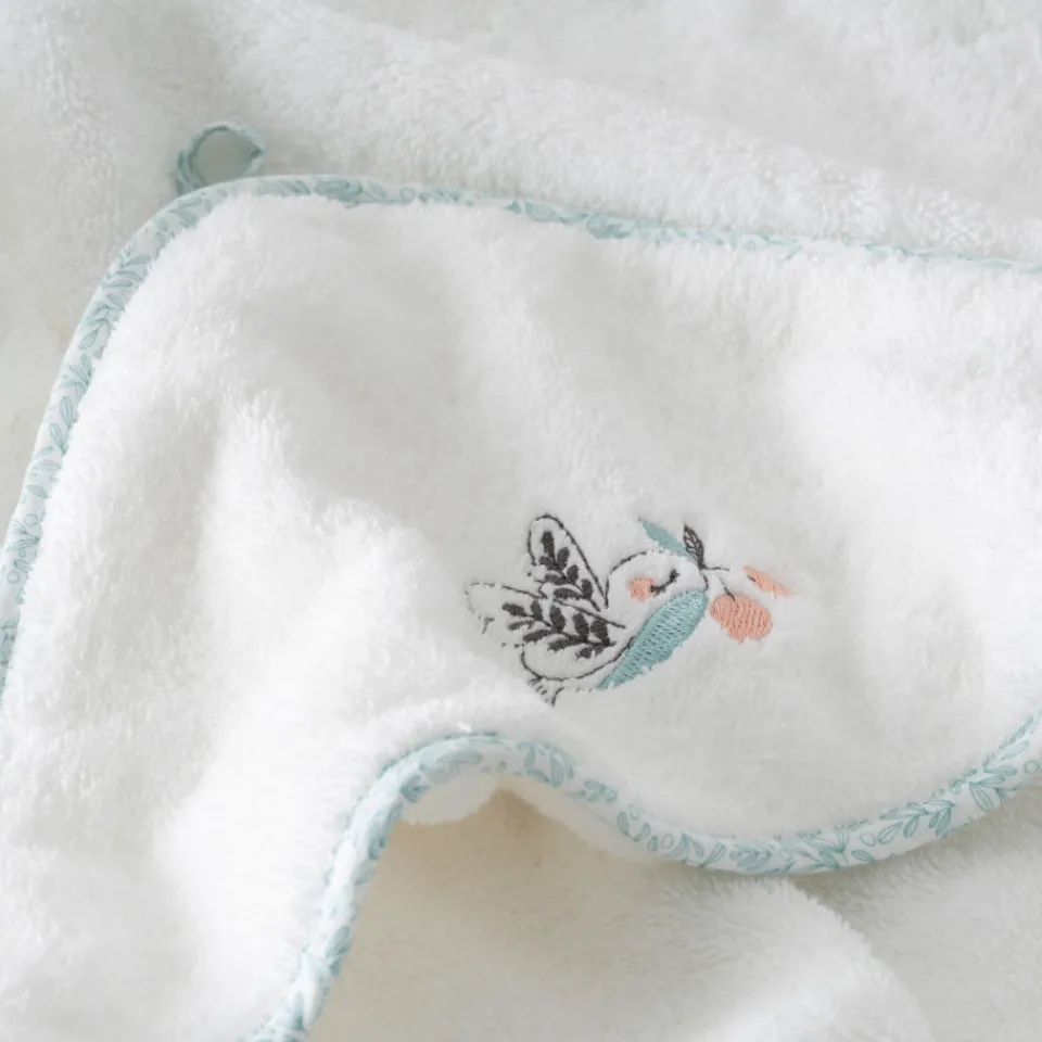 Carré Blanc Cape de bain coton bio Jardine blanc|Enfant Capes De Bain