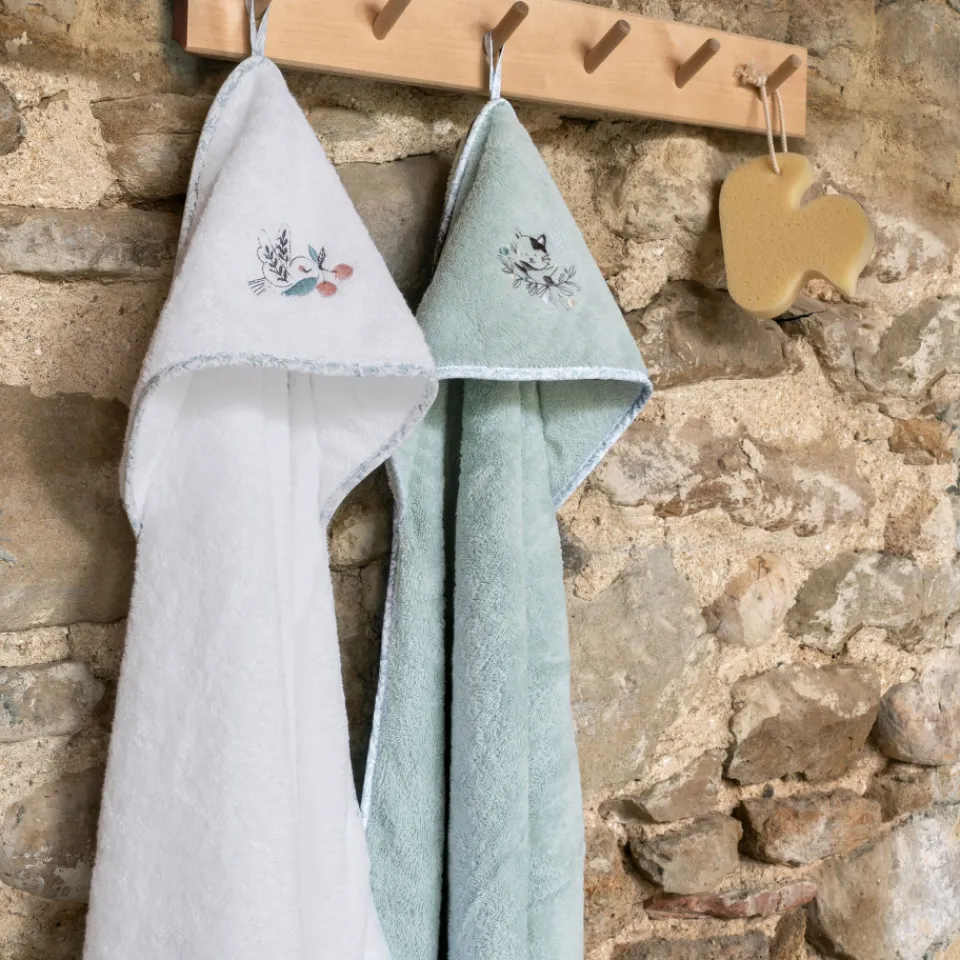 Carré Blanc Cape de bain coton bio Jardine blanc|Enfant Capes De Bain