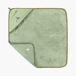 Carré Blanc Cape de bain coton biologique Dinotopi kaki|Enfant Capes De Bain