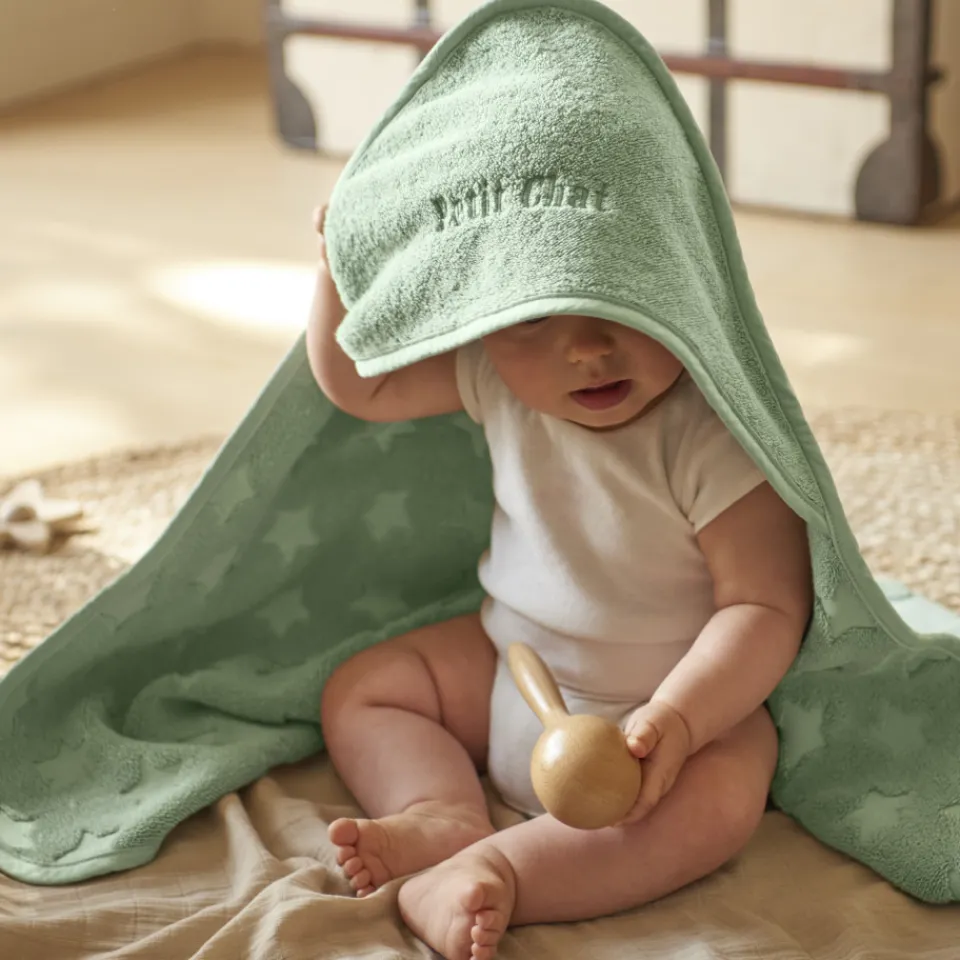 Carré Blanc Cape de bain coton Monjour eucalyptus|Enfant Capes De Bain|Nouveautés Bébénew