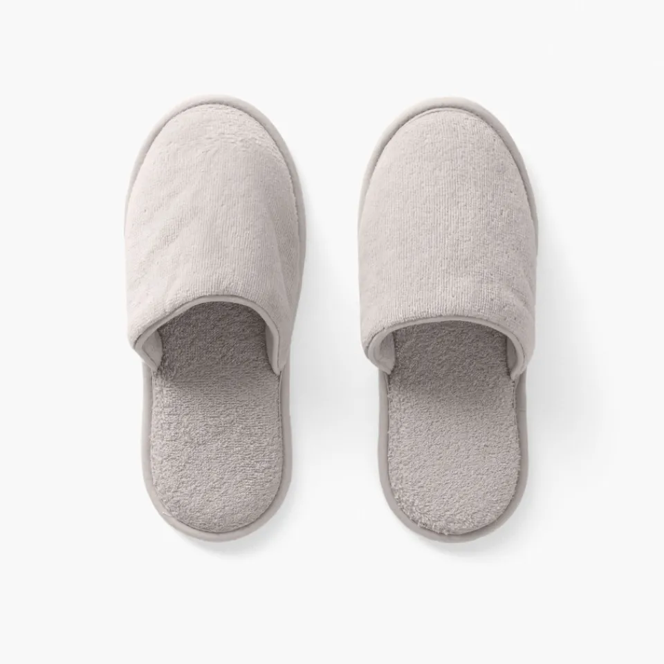 Carré Blanc Chaussons mules femme coton Lola perle|Femme Mules De Bain|Mules De Bain