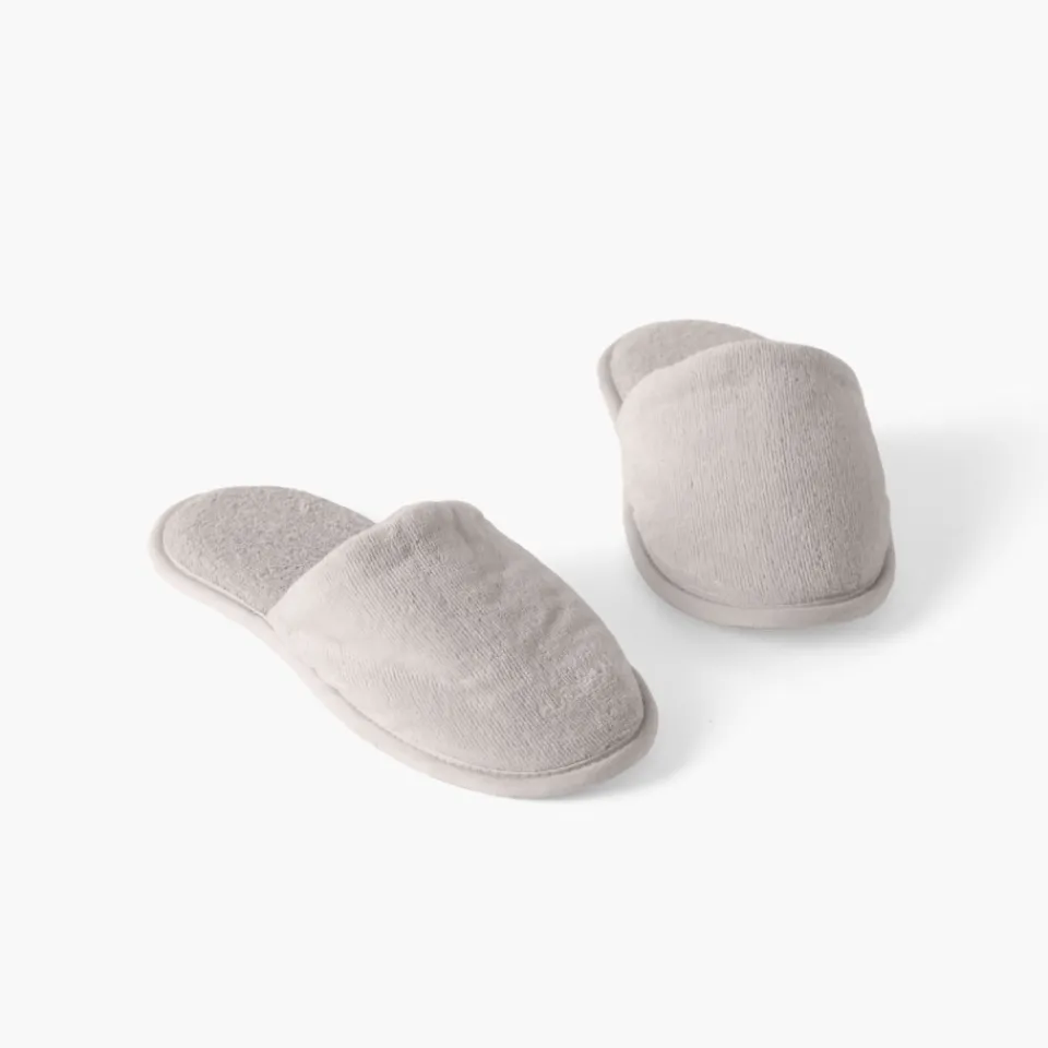 Carré Blanc Chaussons mules homme coton Lola perle|Femme Mules De Bain|Mules De Bain