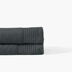 Carré Blanc Drap de bain bouclette de coton biologique Source fusain| Draps De Bain
