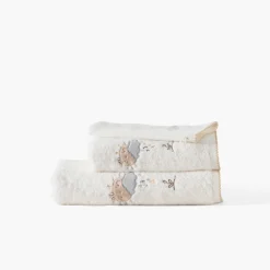 Carré Blanc Drap de bain coton bio Bienvenue blanc|Enfant Draps De Bain