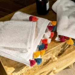 Carré Blanc Drap de bain coton Eclats naturel| Draps De Bain
