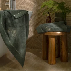Carré Blanc Drap de bain coton et viscose de bambou Silvalys vert forêt| Draps De Bain