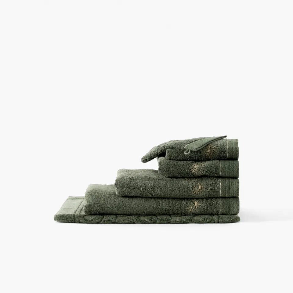 Carré Blanc Drap de bain coton et viscose de bambou Silvalys vert forêt| Draps De Bain