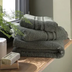 Carré Blanc Drap de bain coton Lola II vert kaki|Homme Coffrets Cadeaux|Draps De Bain