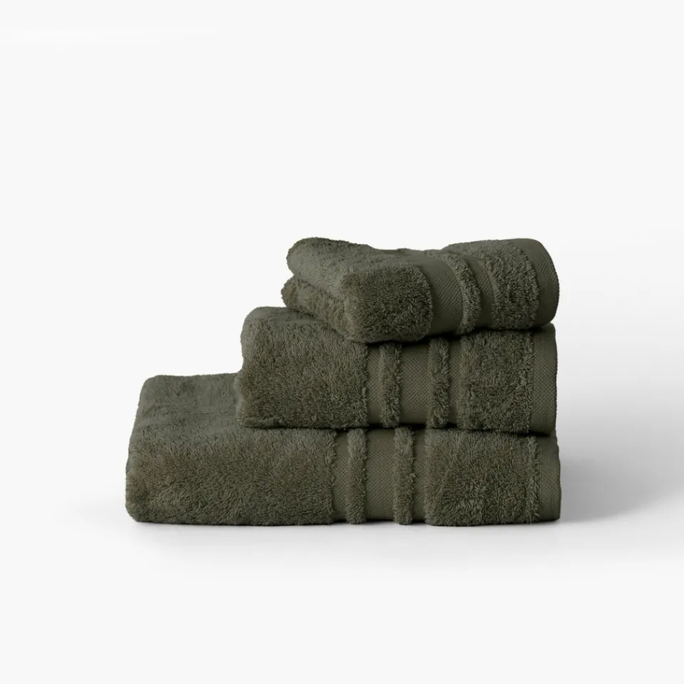 Carré Blanc Drap de bain coton Lola II vert kaki|Homme Coffrets Cadeaux|Draps De Bain