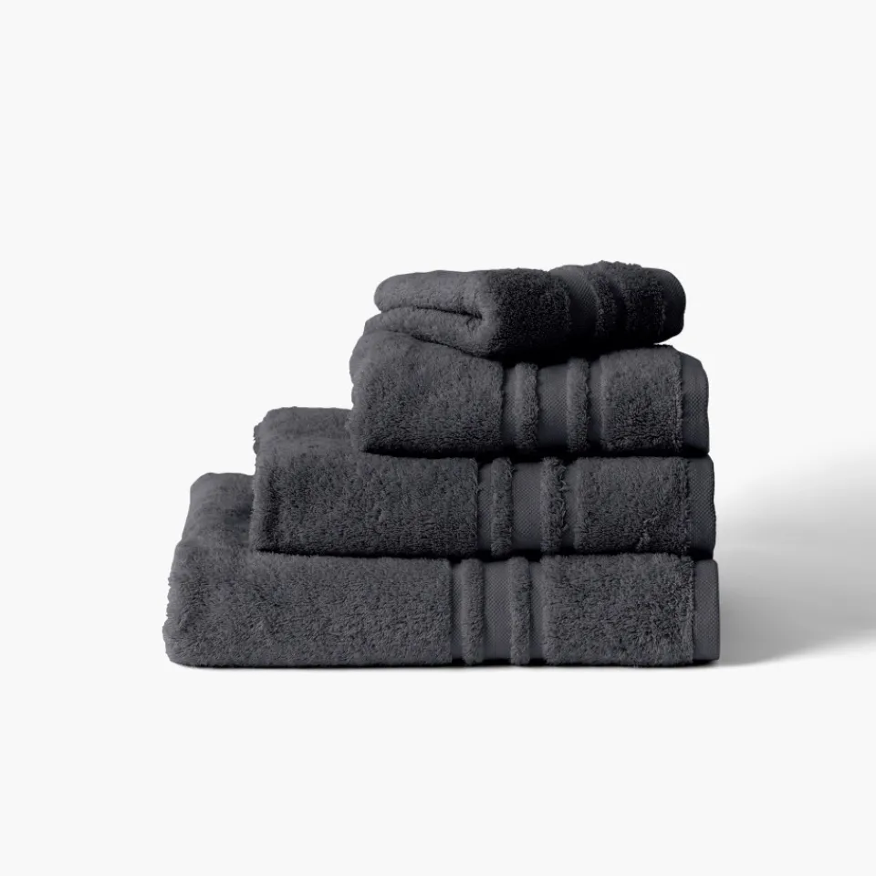 Carré Blanc Drap de bain coton Lola II ardoise| Draps De Bain