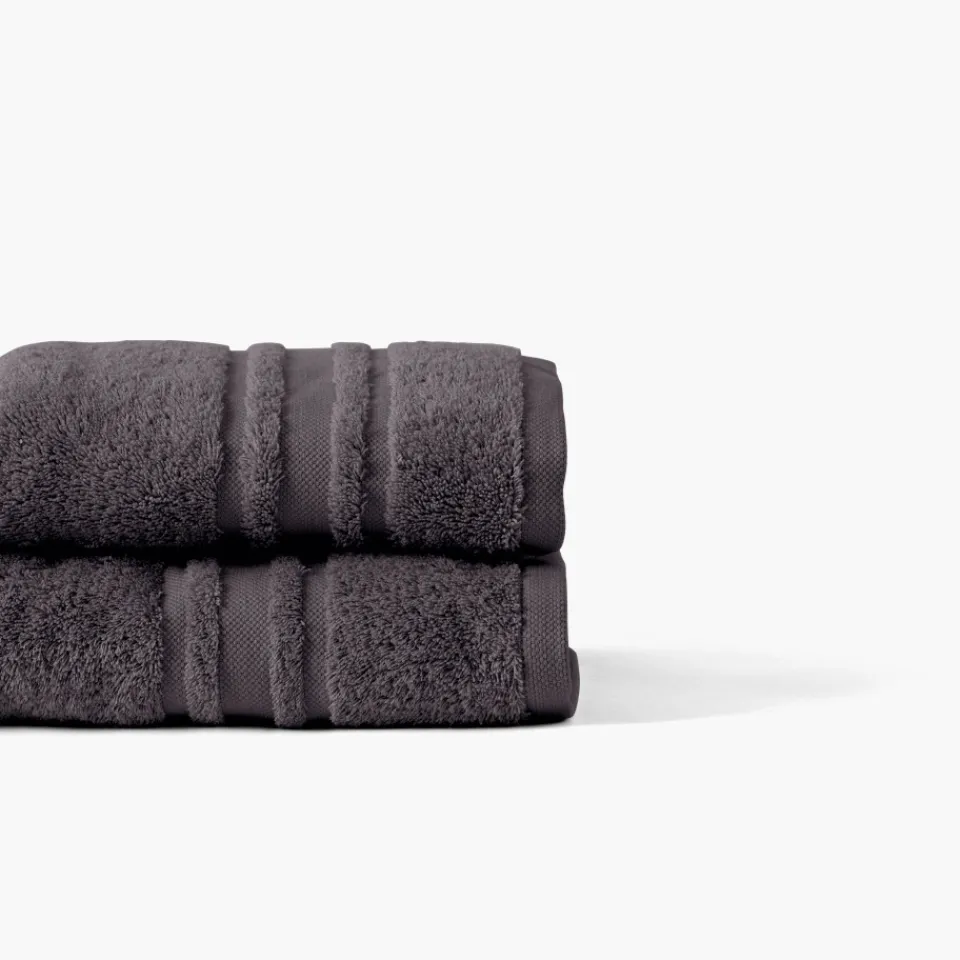 Carré Blanc Drap de bain coton Lola II anthracite| Draps De Bain