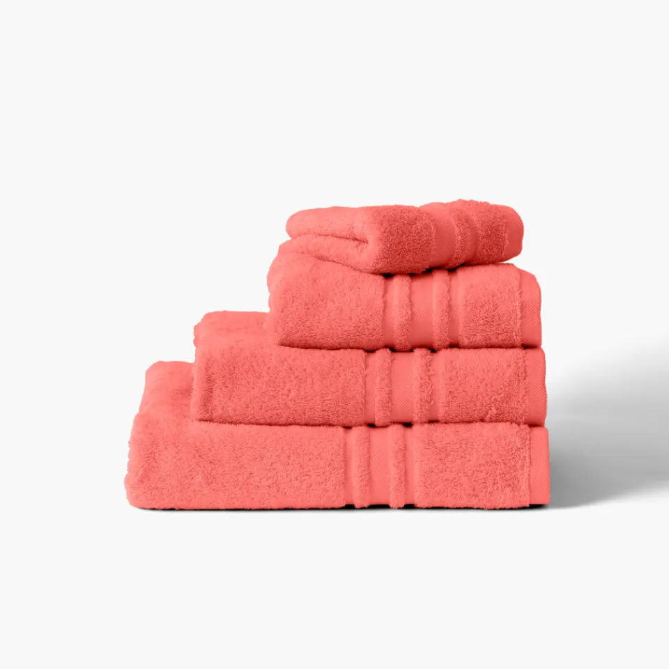 Carré Blanc Drap de bain coton Lola II corail| Draps De Bain