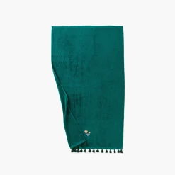 Carré Blanc Drap de bain coton Papyrus émeraude| Draps De Bain