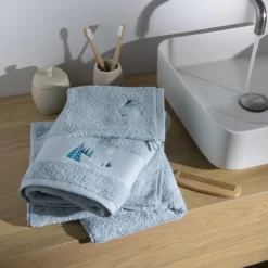 Carré Blanc Drap de bain phosphorescent coton Stellaire bleu banquise|Enfant Draps De Bain|Nouveautés Bébénew