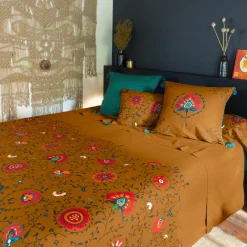 Carré Blanc Drap de lit coton et lin Bukhara| Draps De Lit