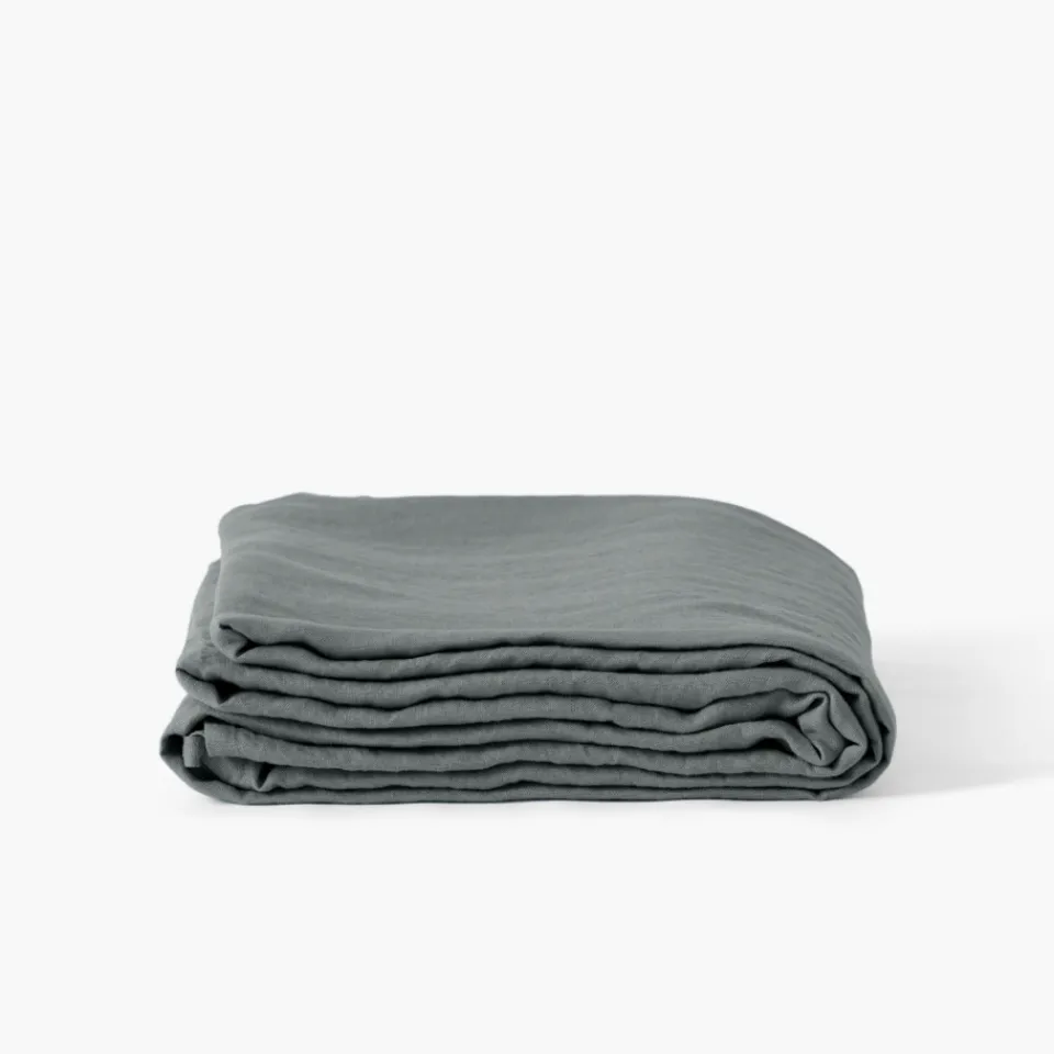 Carré Blanc Drap de lit lin lavé Songe kaki cendré| Draps De Lit