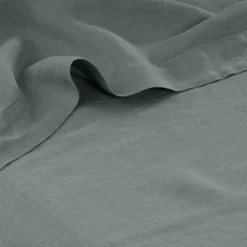 Carré Blanc Drap de lit lin lavé Songe kaki cendré| Draps De Lit