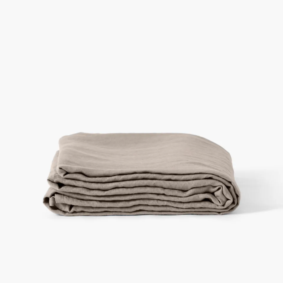Carré Blanc Drap de lit lin lavé Songe grège| Draps De Lit