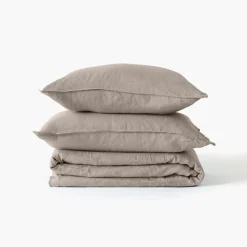 Carré Blanc Drap de lit lin lavé Songe grège| Draps De Lit