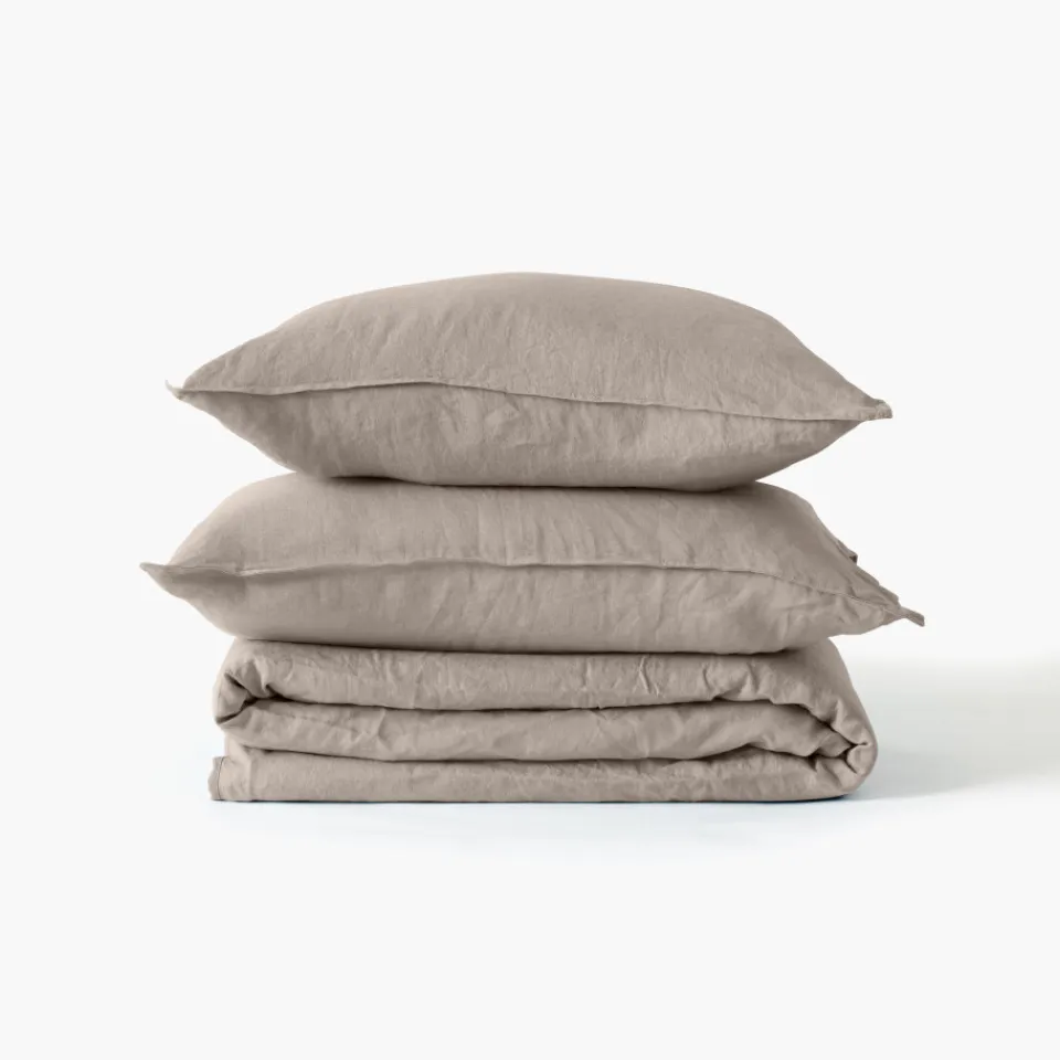 Carré Blanc Drap de lit lin lavé Songe grège| Draps De Lit