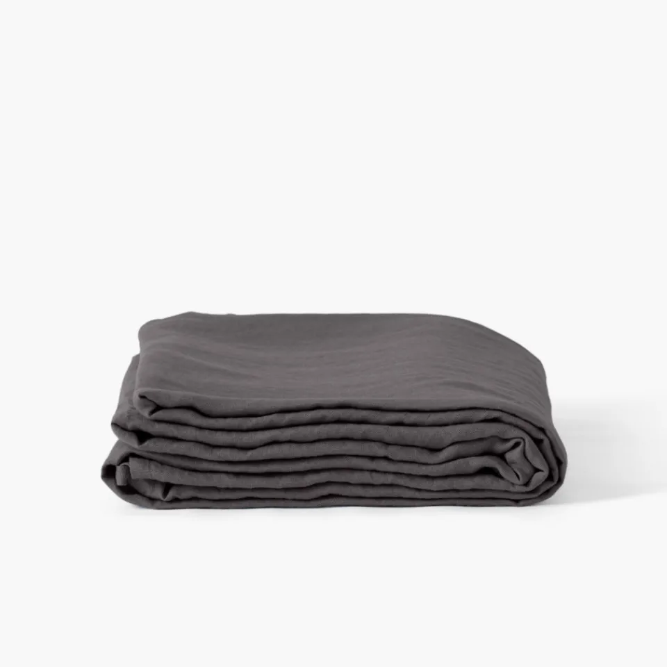 Carré Blanc Drap de lit lin lavé Songe charbon| Draps De Lit
