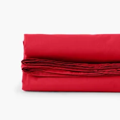 Carré Blanc Drap de lit percale de coton Neo rouge| Draps De Lit