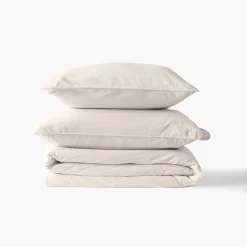 Carré Blanc Drap de lit pur coton lavé biologique Souffle vanille| Draps De Lit