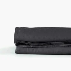 Carré Blanc Drap de lit satin de coton jacquard pois et rayures Prestige noir| Draps De Lit