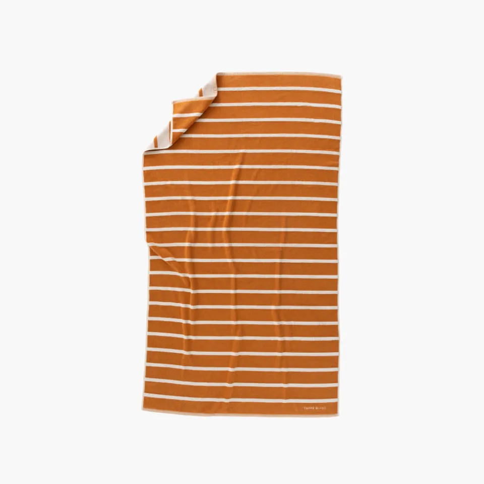 Carré Blanc Drap de plage coton Labaule curcuma| La Plage