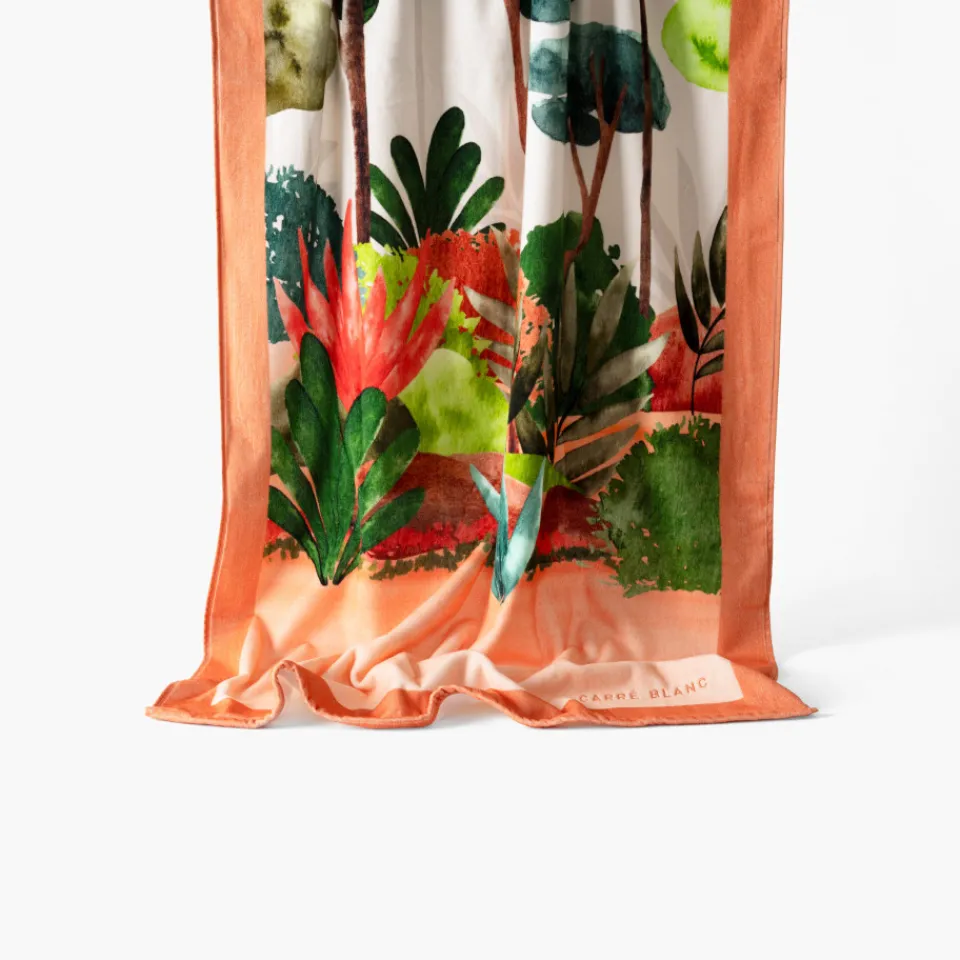 Carré Blanc Drap de plage velours de coton Villasol| La Plage