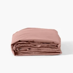 Carré Blanc Drap housse coton lavé Songe rose cendré| Draps Housse