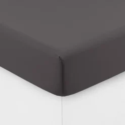 Carré Blanc Drap housse coton lavé Songe charbon| Draps Housse