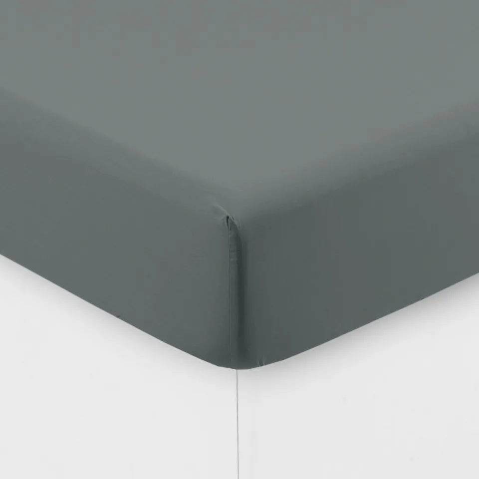 Carré Blanc Drap housse coton lavé Songe kaki cendré| Draps Housse