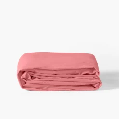 Carré Blanc Drap housse en pur coton lavé biologique Souffle pétale| Draps Housse