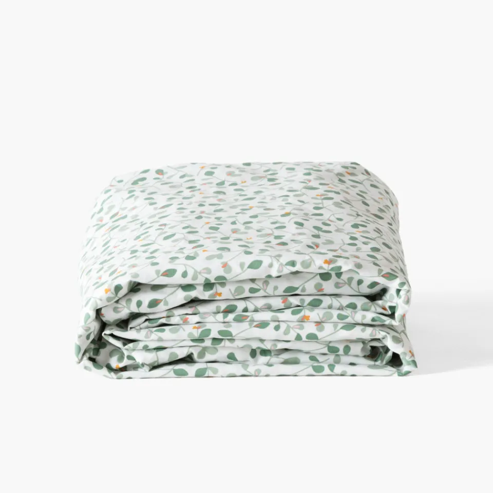 Carré Blanc Drap housse percale de coton Neo thym végétal| Draps Housse