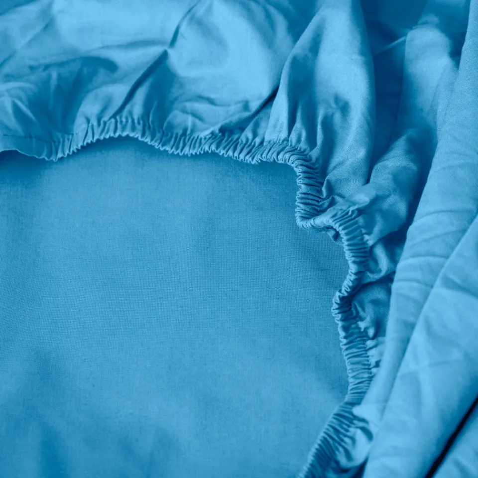 Carré Blanc Drap housse percale de coton Neo azur| Draps Housse