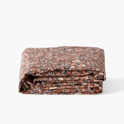 Carré Blanc Drap housse percale de coton Neo bleu prusse floral| Draps Housse