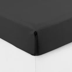 Carré Blanc Drap housse percale de coton Neo anthracite| Draps Housse