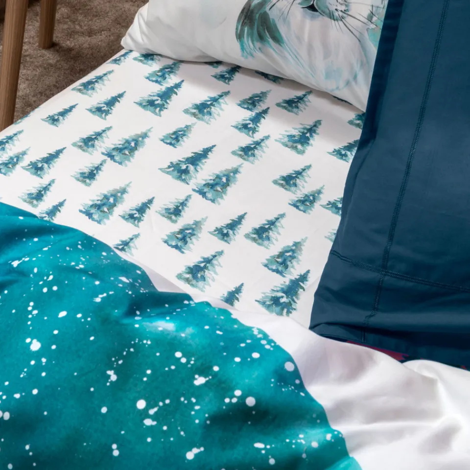 Carré Blanc Drap housse pur coton biologique Boréales|Enfant Linge De Litbio|Draps Housse