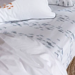 Carré Blanc Drap housse pur coton Océanos|Enfant Draps Housse