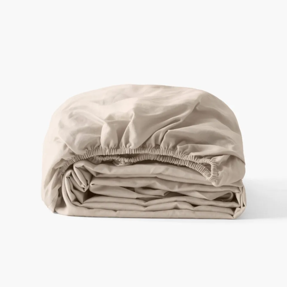 Carré Blanc Drap housse satin de coton lavé bio Quartz dune|Femme Coffrets Cadeaux|Draps Housse