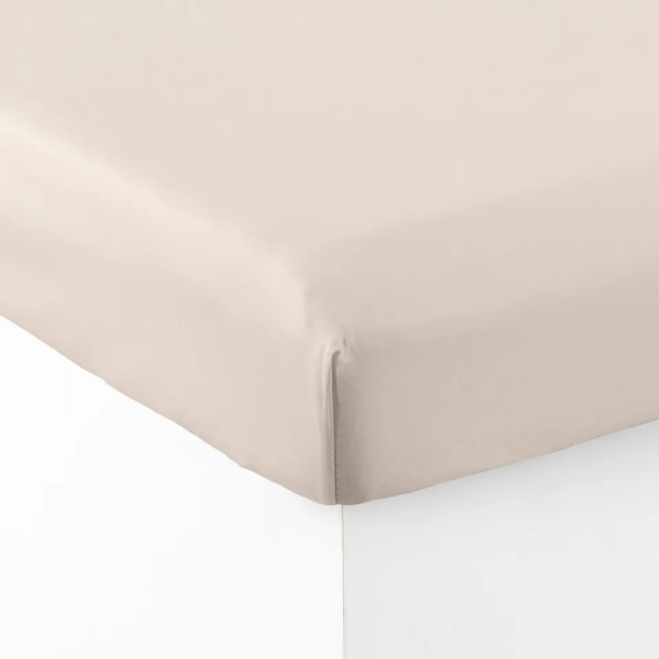 Carré Blanc Drap housse satin de coton lavé bio Quartz dune|Femme Coffrets Cadeaux|Draps Housse