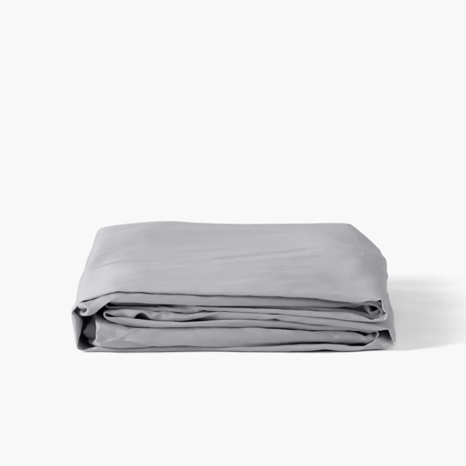 Carré Blanc Drap housse satin de coton uni Prestige tourterelle| Draps Housse