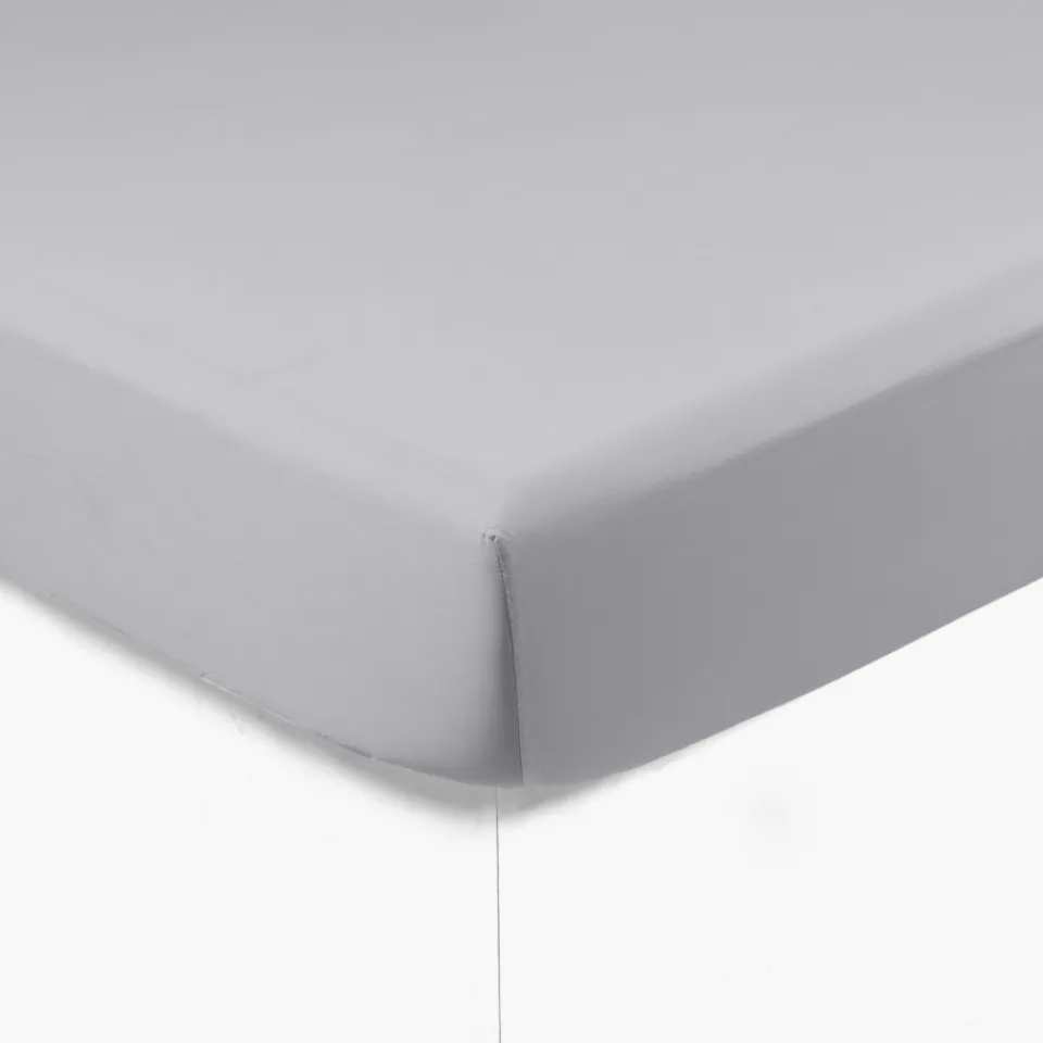 Carré Blanc Drap housse satin de coton uni Prestige tourterelle| Draps Housse
