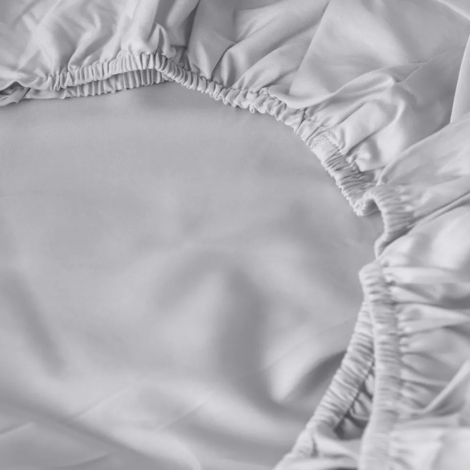 Carré Blanc Drap housse satin de coton uni Prestige tourterelle| Draps Housse