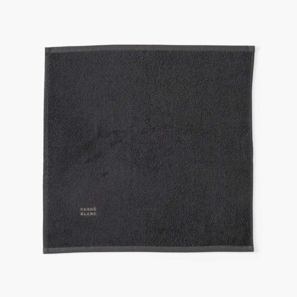 Carré Blanc Essuie mains coton Signature charbon|Homme Torchons & Essuie-mains|Coffrets Cadeaux