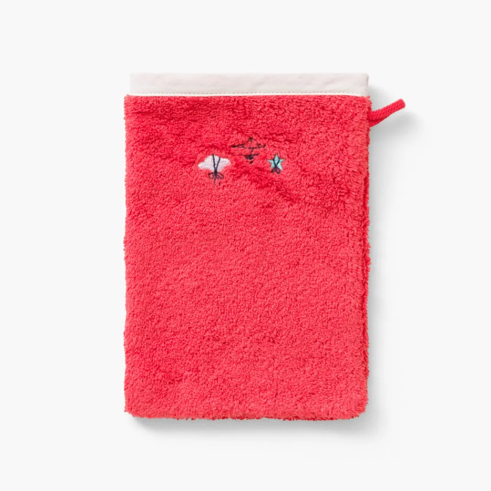 Carré Blanc Gant de toilette coton Atlantis corail|Enfant Gants De Toilette