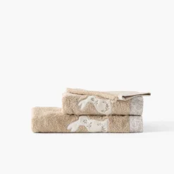 Carré Blanc Gant de toilette coton bio Merveille beige|Enfant Gants De Toilette|Nouveautés Bébénew