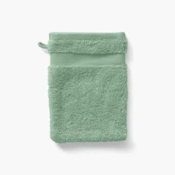 Carré Blanc Gant de toilette coton Lola II sauge| Gants De Toilette